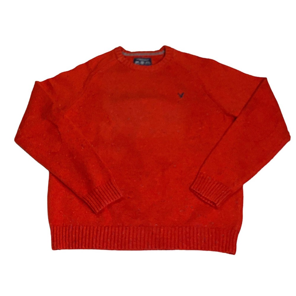 American Eagle Sweate Mens XL Orange Athletic Fit Elbow Patch AE